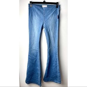 Free People Penny Pull-On Flare Jeans — Echo Blue